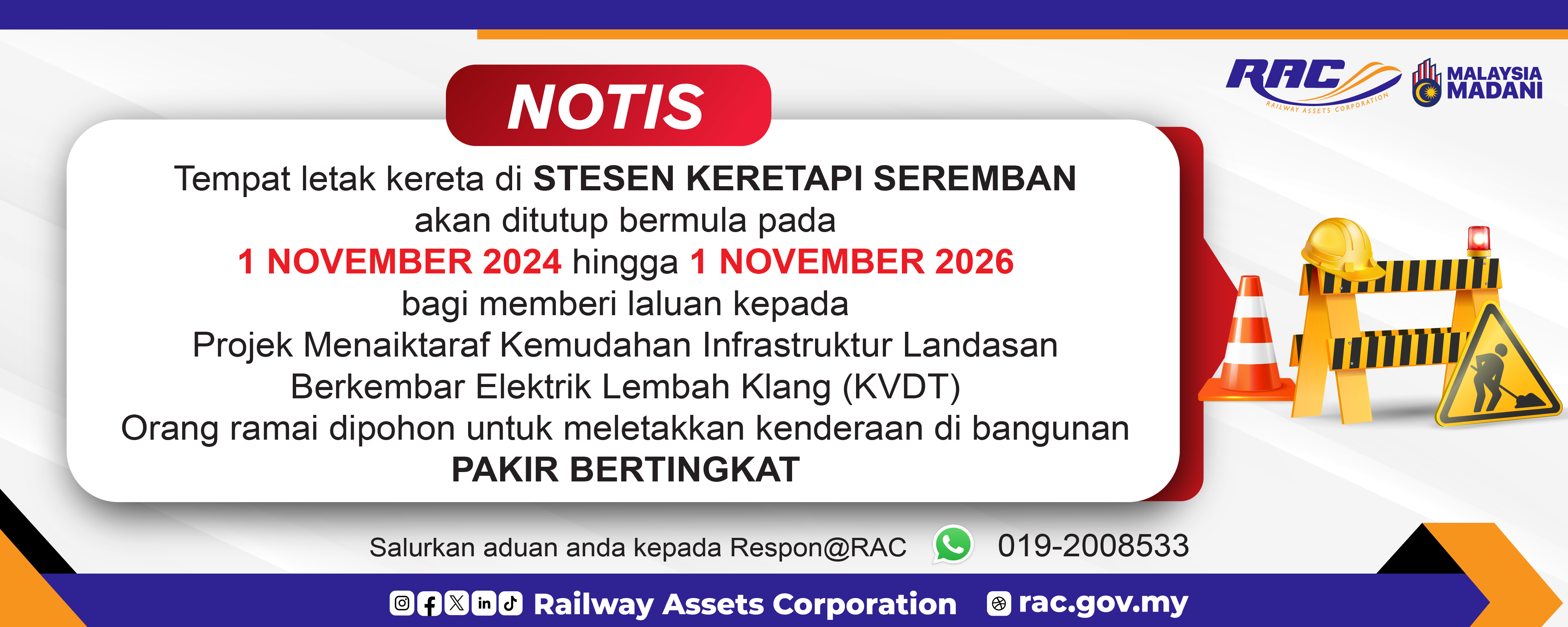Notis Penutupan Stesen Seremban 